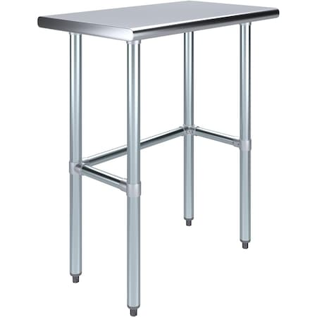 Amgood 18 in. x 30 in. Open Base Stainless Steel Metal Table WT-1830-RCB-Z